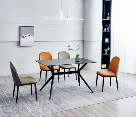 Esszimmer Set Designer Esstisch 4x Polsterstühle Edelstahl Möbel 5tlg