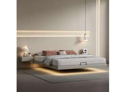 Graues Schlafzimmer Wandbett Designer Betten Luxus Holz Doppelbetten