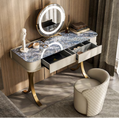 Schlafzimmer Beiger Schminktisch Designer Kosmetiktisch 2x Schubladen