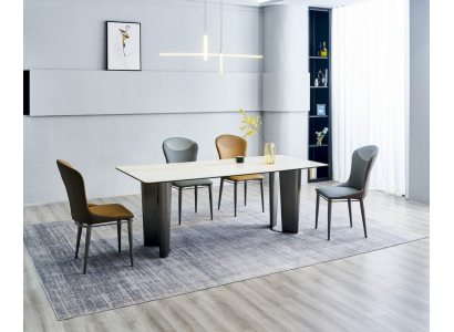 Esszimmergarnitur Stilvoller Esstisch Küchenstühle 4x Kunstleder Stühle