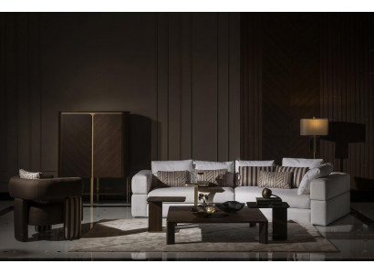 Wohnzimmer Garnitur Ecksofa Stoffsofa Sessel Couchtisch Set 6tlg Braun