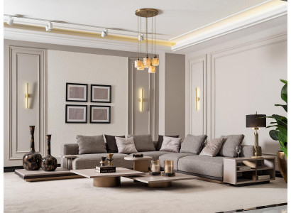 Ecksofa L form Wohnlandschaft Polstersofa Stoffsofa Grau Modern Sofa