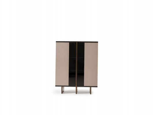 Barschrank Gruppe Vitrine Sessel Holz Beige Schrank Wohnzimmer 2tlg