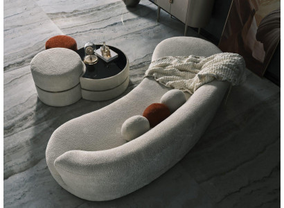 Gruppe Polstersofa Dreisitzer Puff Sofa 3 Sitzer Stoffsofa 4tlg Weiß