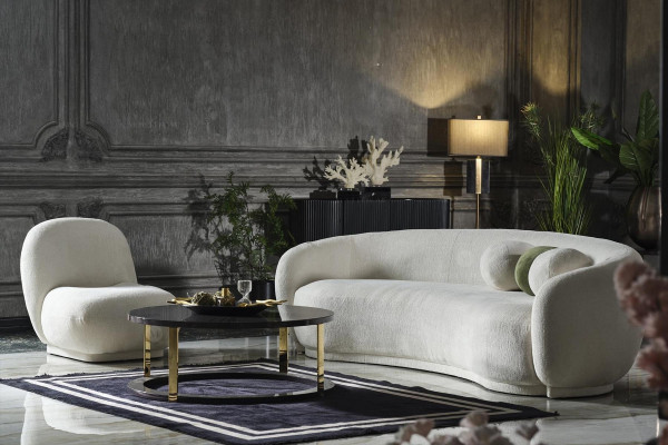 Sofagarnitur Garnitur Stoffsofa Weiß Polstersofa Modern Set 2tlg Sofa