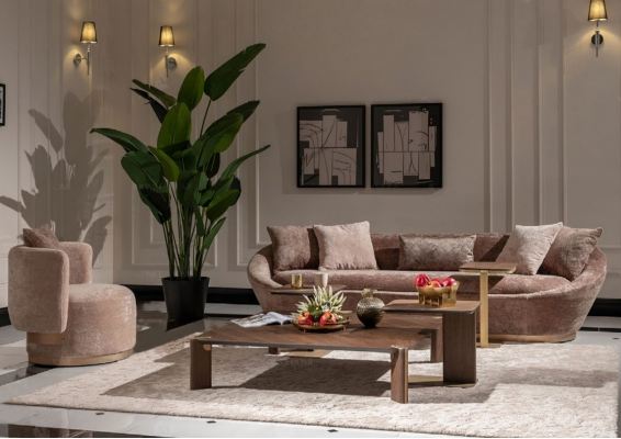 Couchgarnitur Sofagarnitur Stoffsofa Dreisitzer Sessel Beige Couch Set