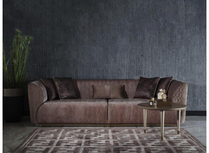 Modern Dreisitzer Sofa 3 Sitzer Polstersofa Stoffsofa Moderne Braun Sofas