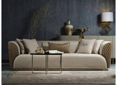 Moderne Dreisitzer Sofa 3 Sitzer Polstersofa Stoffsofa Beige Stilvolles Sofas 