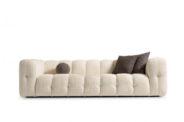 Couch Luxus Dreisitzer Sofa 3 Sitzer Stoffsofa Polstersofa Stoff Weiß