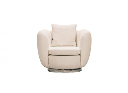 Moderne Sessel Einsitzer Sitzer Weiß Stoff Wohnzimmer Relaxsessel