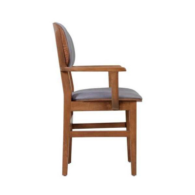 Grau Braun Holzstuhl Designer Stühle Luxus Esszimmer Armlehne Stuhl