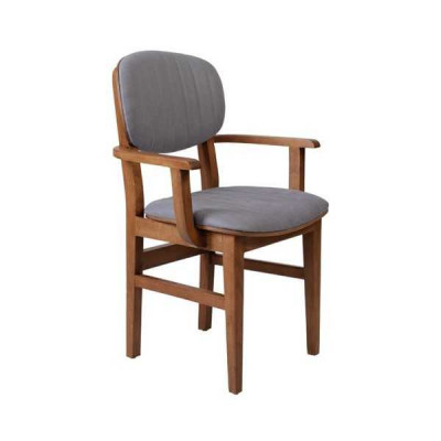 Grau Braun Holzstuhl Designer Stühle Luxus Esszimmer Armlehne Stuhl