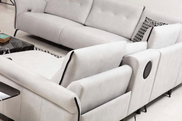 Weiß Ecksofa L-Form Wohnzimmer Polster Textil Sofa Couch Modern Möbel