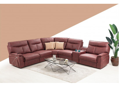 Ecksofa L-Form Design Wohnzimmer Luxus Sitzmöbel Modern Rot Polstermöbel