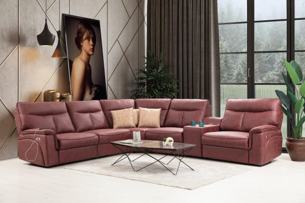 Ecksofa L-Form Design Wohnzimmer Luxus Sitzmöbel Modern Rot Polstermöbel