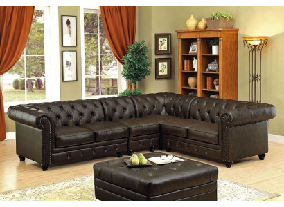 Chesterfield Ecksofa Sofa Couch Ledersofa Polster Eck Couch Garnitur Design #336