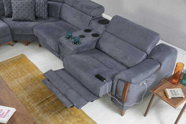 Grau Ecksofa Wohnzimmer Luxus Sofa L-Form Modern Design Möbel Textil