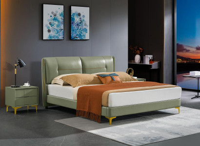 Schlafzimmer Set Bett Nachttisch Design Modern Luxus Betten Leder 3 tlg.