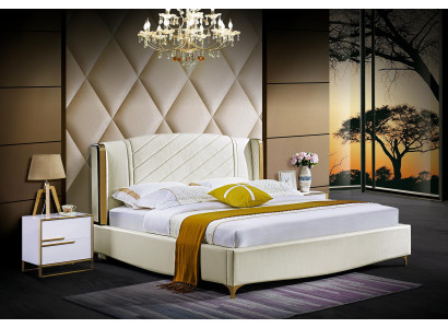 Designer Polster Doppelbett Betten Bett Schlafzimmer Ehebett Textil Leder Neu