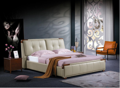 Bett Polster Design Luxus Doppel Deko Hotel Betten Schlaf Zimmer Leder