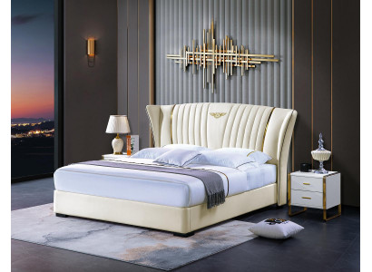 Holzbett Bett Doppelbett Echtholz Schlafzimmer Hotel Betten 180x200cm Lederbett