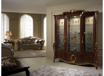 XXL Vitrine Glas Wandschrank Vitrinen Regal Barock Rokoko Stil Jugendstil