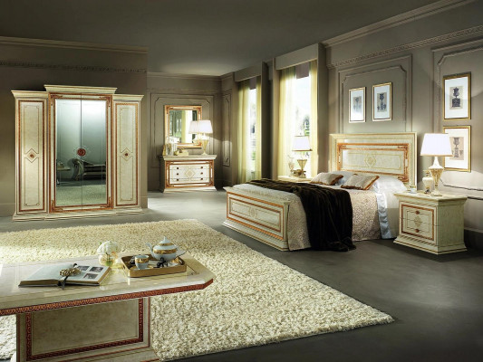 Schlafzimmer Kleiderschrank 4 türiger Wandschrank Holz Schrank Kleiderschränke