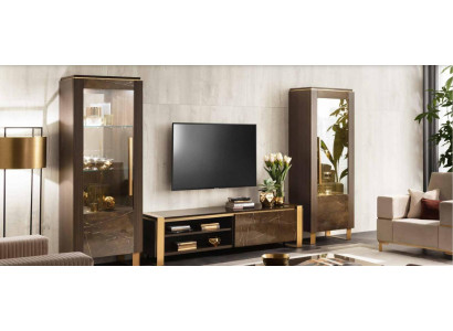 Wohnzimmermöbel Set Designer Wohnzimmer Sideboard 2x Vitrine 3tlg.