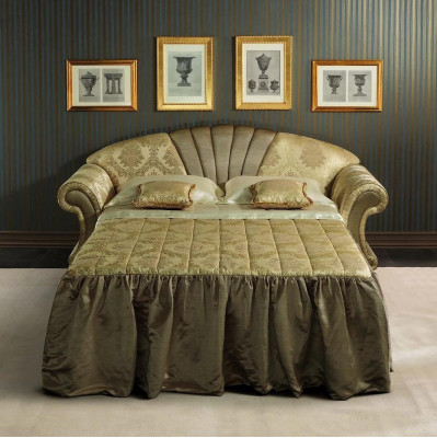Sofa 2 Sitzer Couch Design Polster Klassische Textil Stoff Bettfunktion Couchen