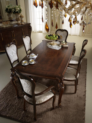Klassischer Esstisch Tisch Holz Esszimmer Garnitur 2x Stuhl mit Armlehne 3 tlg.