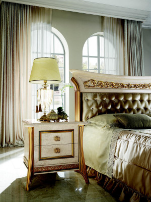 Edles Designer Schlafzimmer Bett Doppelbett Betten Chesterfield Jugendstil