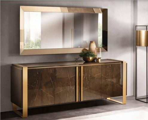 Buffet Anrichte Kommode Spiegel Echte Handarbeit Holz Regal Regale 2tlg