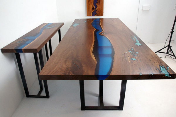 Esstisch River Table Echtes Holz Massiv Epoxidharz Tische 260x100 Neu