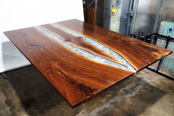 Epoxid harz esstisch echtes holz massive möbel wasserfall epoxy tisch giessharz