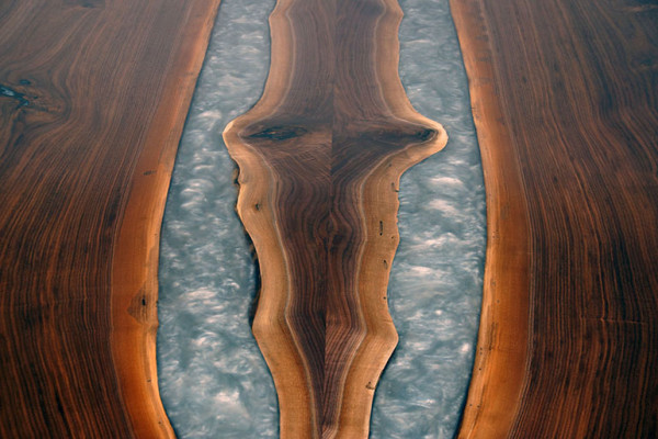 Epoxid harz esstisch echtes holz massive möbel wasserfall epoxy tisch giessharz