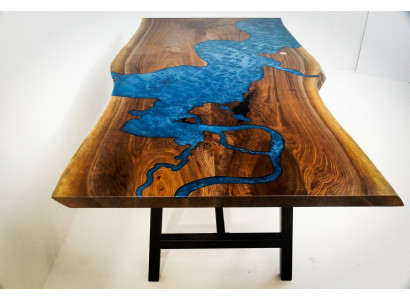 Wasserfall tisch epoxid harz esstisch echtes holz massive möbel epoxy tisch neu