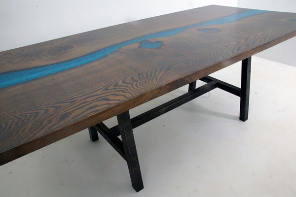 Epoxidharz Esstisch River Table Echtes Holz Massiv Tische 220x100