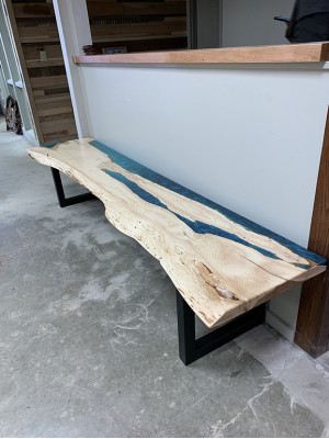 Epoxid harz esstisch echtes holz massive möbel wasserfall epoxy tisch 250x60cm