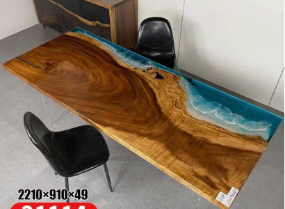 Epoxidharz Esstisch River Table Echtes Holz Massiv Tische 221x91
