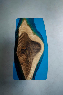 Esstisch Blue River Table Echtes Holz 200x90 Tische Epoxidharz Neu
