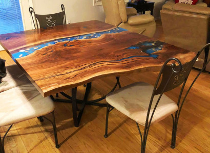 Maßanfertigung Tisch Epoxidharz Epoxy Resin Fluss Echtes Holz Preis 1qm Tische