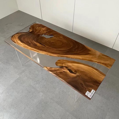 Esstisch Epoxid Harz Echtes Holz Massive Möbel Wasserfall Epoxy Tisch