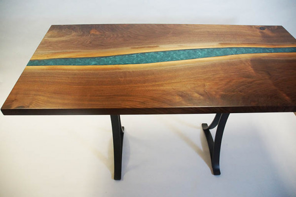Echtes Holz epoxid Harz Fluss Tisch Schwarz Wasser Tissche Epoxy Möbel Massiv
