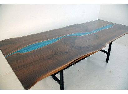 Echtes Holz Wasserfall Tisch Epoxid Tische Harz Esstisch Epoxy Massive