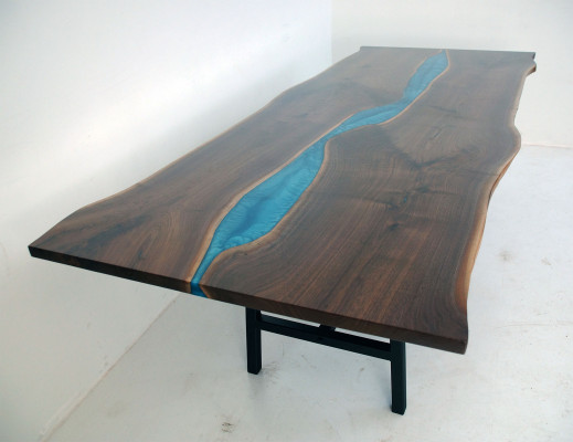 Echtes Holz Wasserfall Tisch Epoxid Tische Harz Esstisch Epoxy Massive