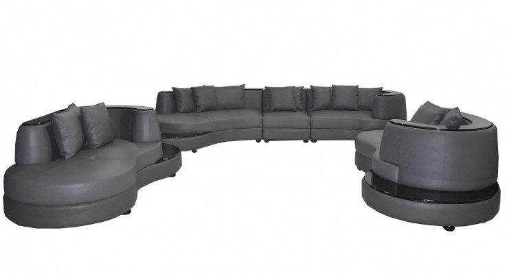 Luxus Wohn Eck Leder Garnitur Landschaft Polster Ecke XXL Big Sofa U Form + USB