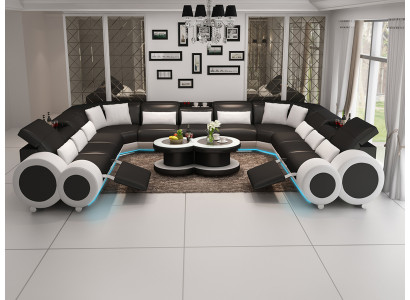 Ledersofa Couch Wohnlandschaft Ecksofa Eck Garnitur Design Modern Sofa G8035B