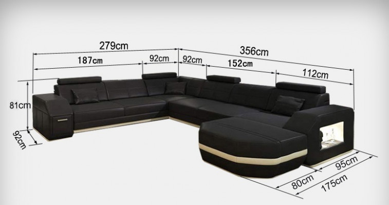 Leder Sofa Couch Polster Eck Sitz Garnitur Wohnlandschaft U Form Tisch RTV Neu