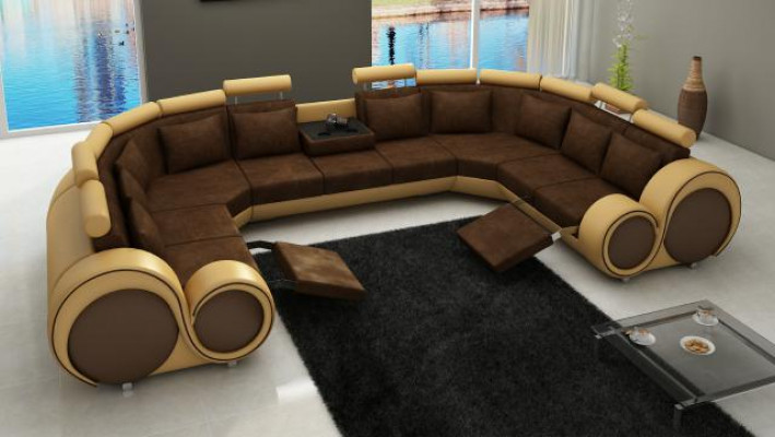 Stoff Couch Textilsofa Ecksofa USB, Couch Wohnlandschaft XXL Textil Sofa Couchen