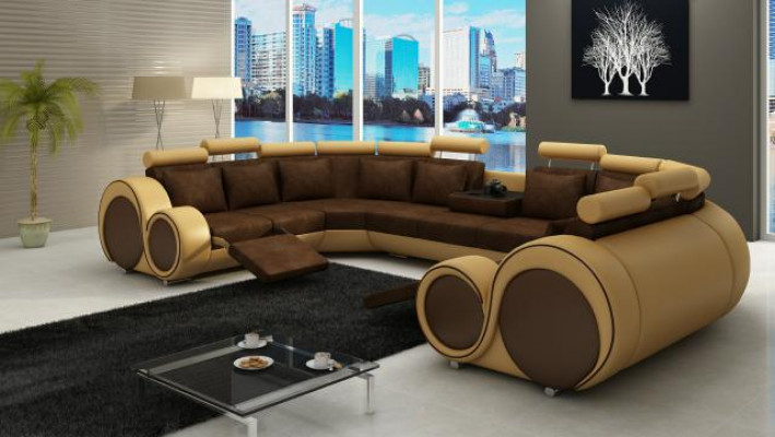 Ecksofa Wohnlandschaft Polster Couch Sitz Eck Garnitur Textil Leder Stoff XXL